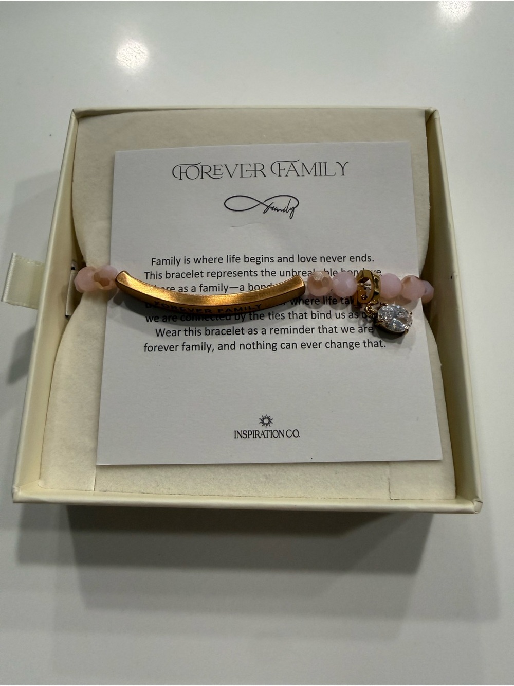 "Forever Family" Pink Bead Bar Bracelet Inspiration